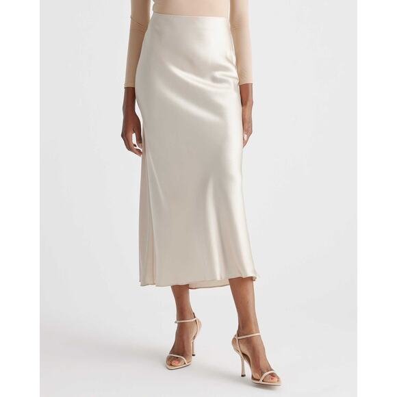 Quince 100% Washable Silk Maxi Skirt Champagne Womens Small - Picture 5 of 5